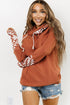 Aztec Print Patchwork Thumb Hole Hoodie